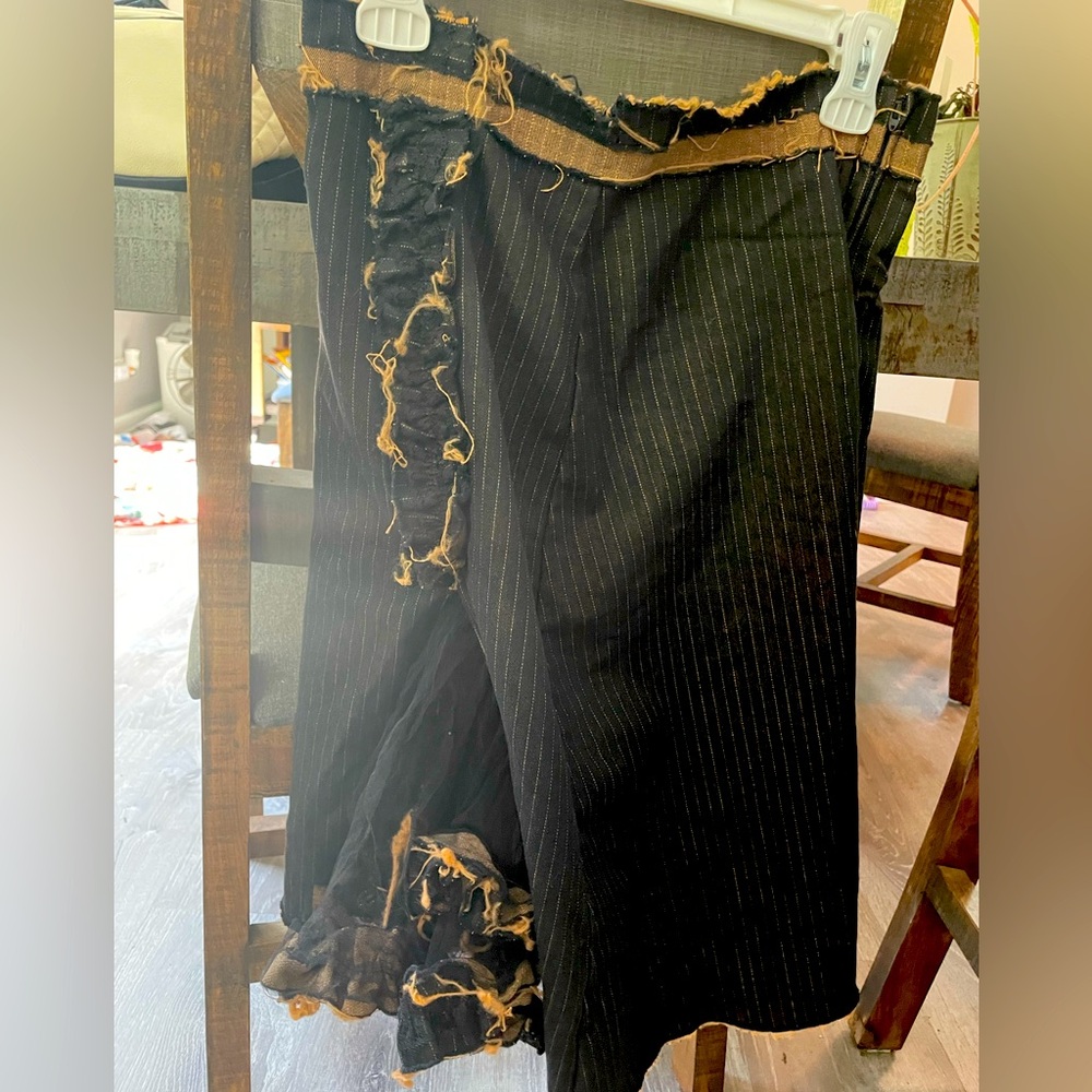 Beautiful Vintage Pinstripe Skirt with Lace and Floral Detail